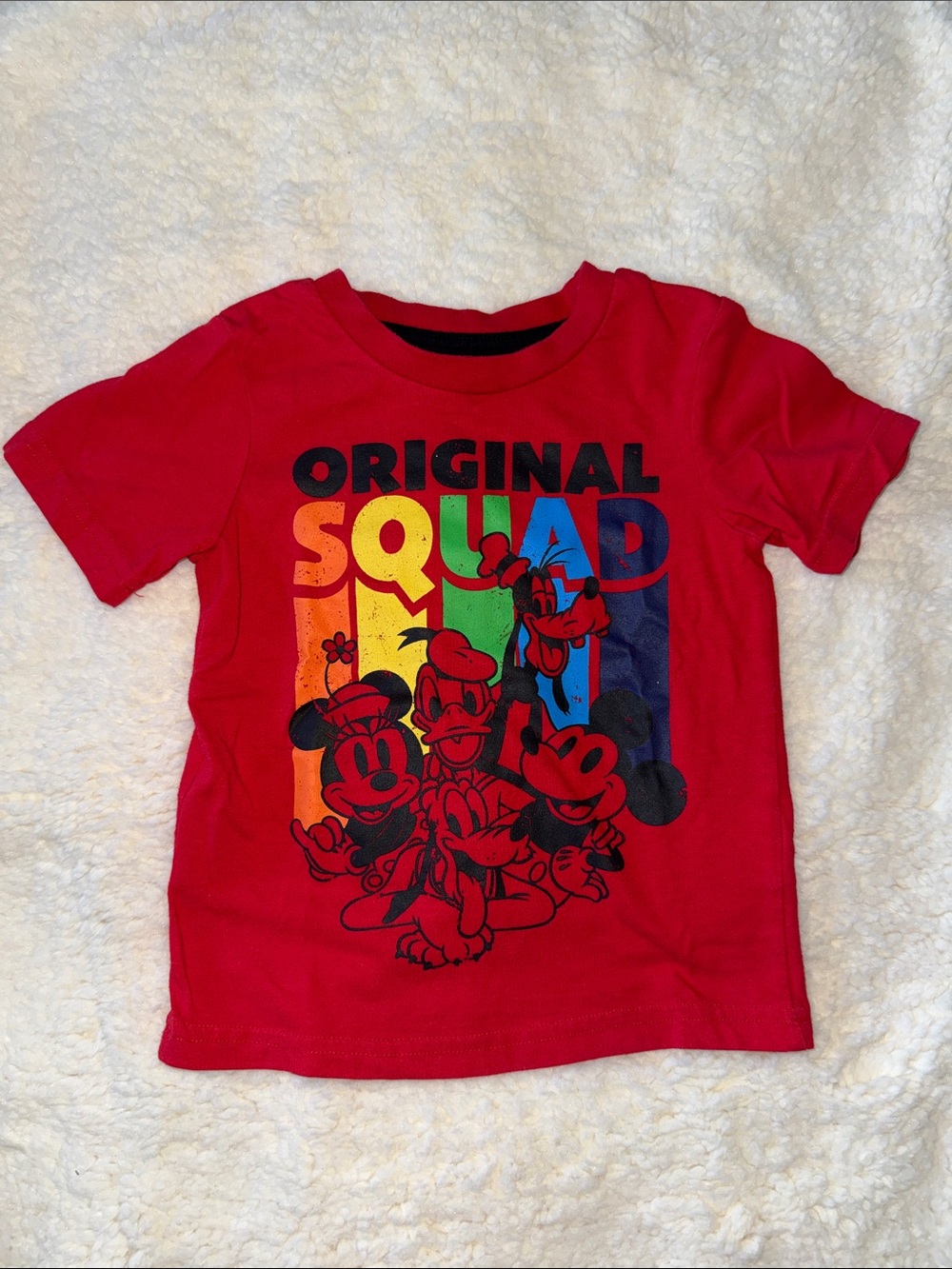 Disney Red 'Original Squad' Rainbow Graphic Short Sleeve Tee
